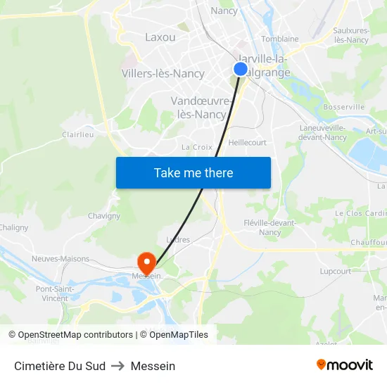 Cimetière Du Sud to Messein map