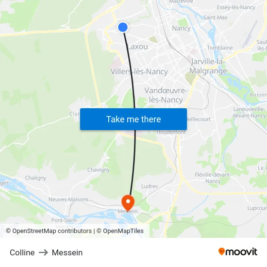 Colline to Messein map
