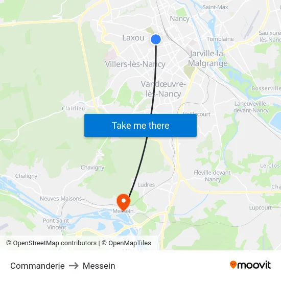 Commanderie to Messein map