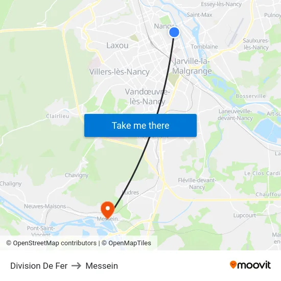 Division De Fer to Messein map