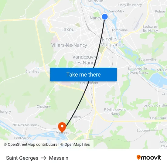 Saint-Georges to Messein map