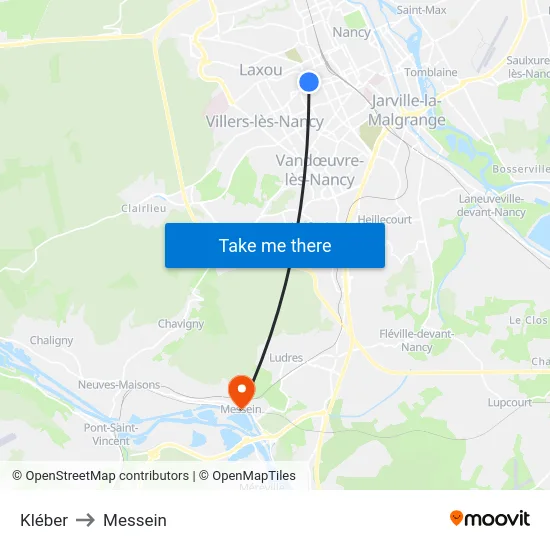 Kléber to Messein map