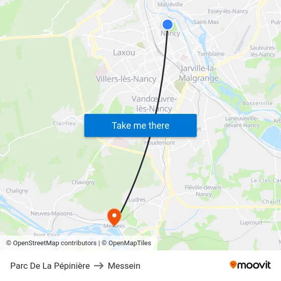 Parc De La Pépinière to Messein map