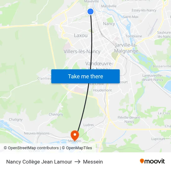 Nancy Collège Jean Lamour to Messein map
