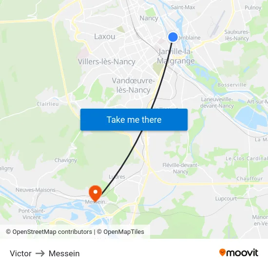 Victor to Messein map