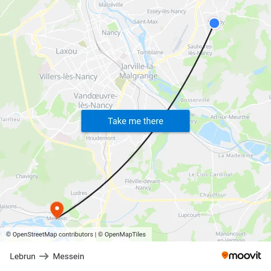 Lebrun to Messein map