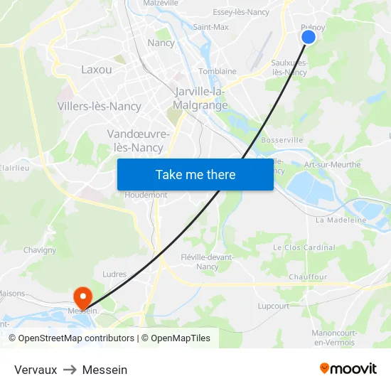 Vervaux to Messein map