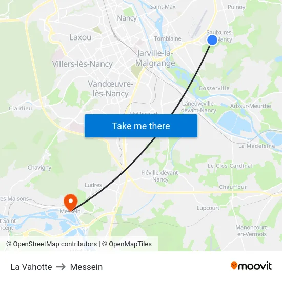 La Vahotte to Messein map