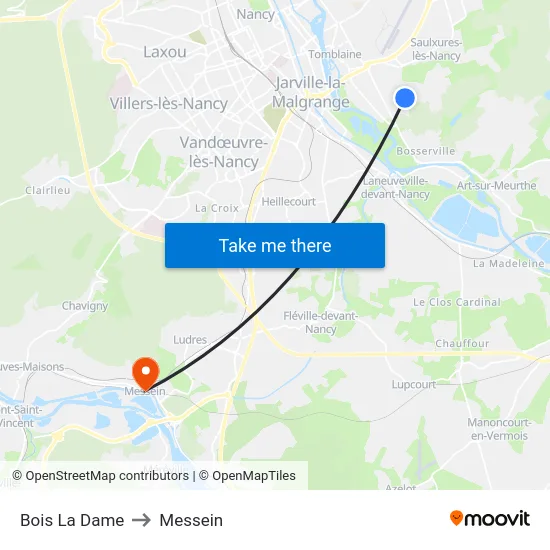 Bois La Dame to Messein map