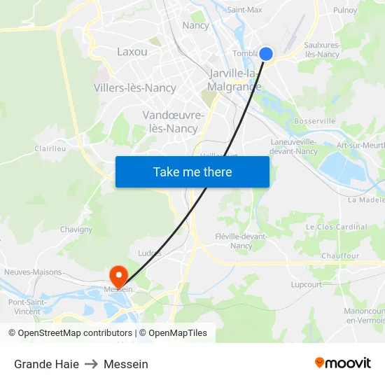 Grande Haie to Messein map