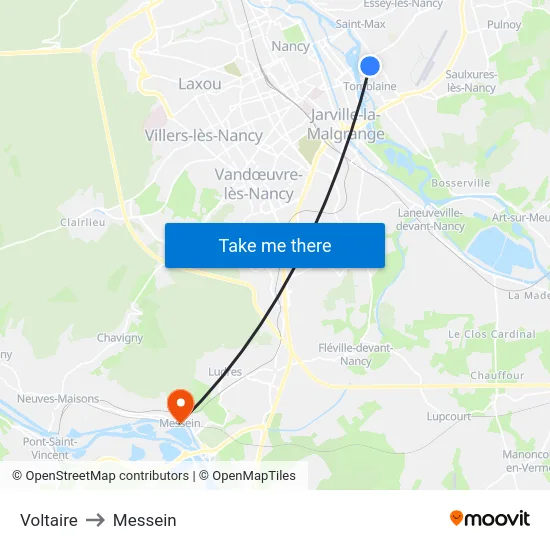 Voltaire to Messein map