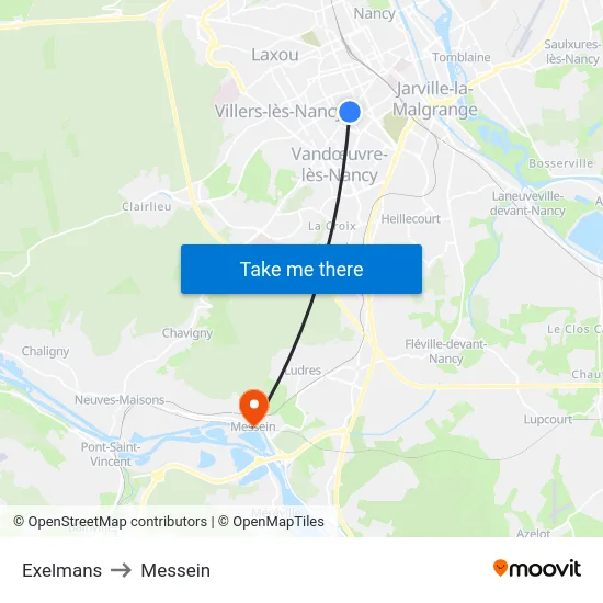 Exelmans to Messein map