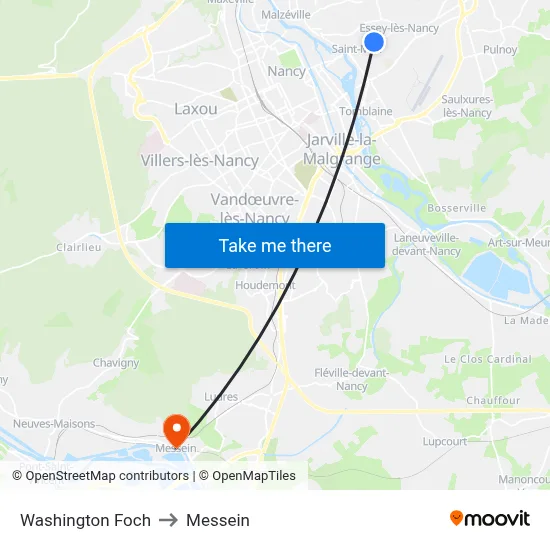 Washington Foch to Messein map