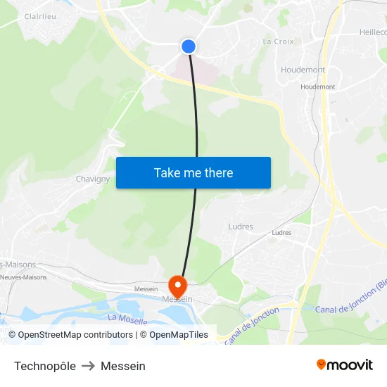 Technopôle to Messein map