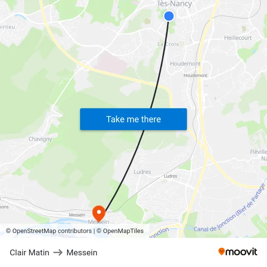 Clair Matin to Messein map