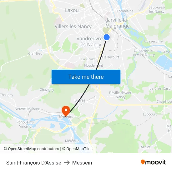 Saint-François D'Assise to Messein map