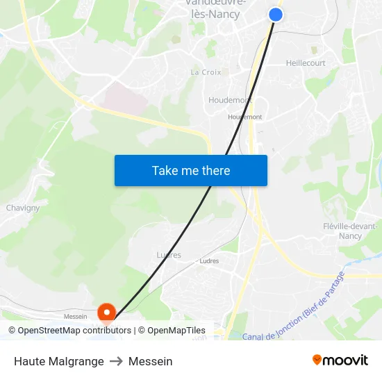 Haute Malgrange to Messein map