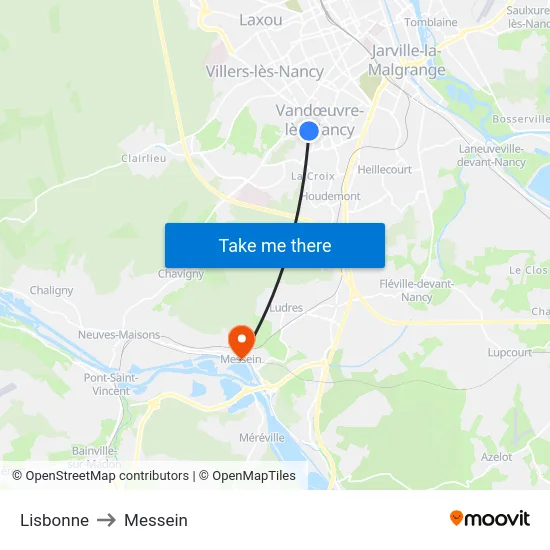 Lisbonne to Messein map