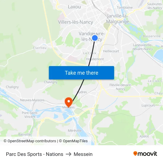 Parc Des Sports - Nations to Messein map