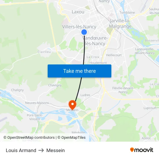 Louis Armand to Messein map