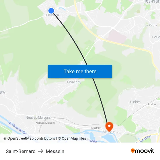 Saint-Bernard to Messein map