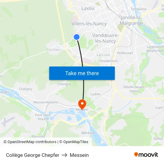 Collège George Chepfer to Messein map