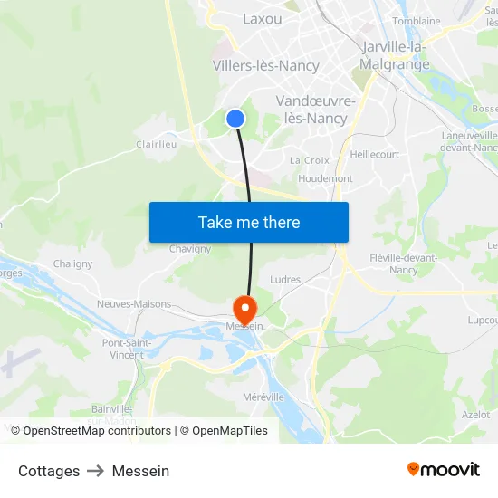 Cottages to Messein map