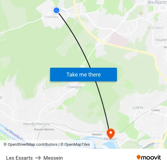 Les Essarts to Messein map