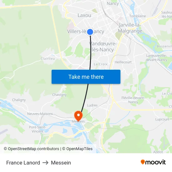 France Lanord to Messein map