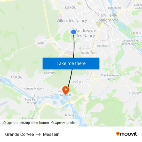 Grande Corvée to Messein map