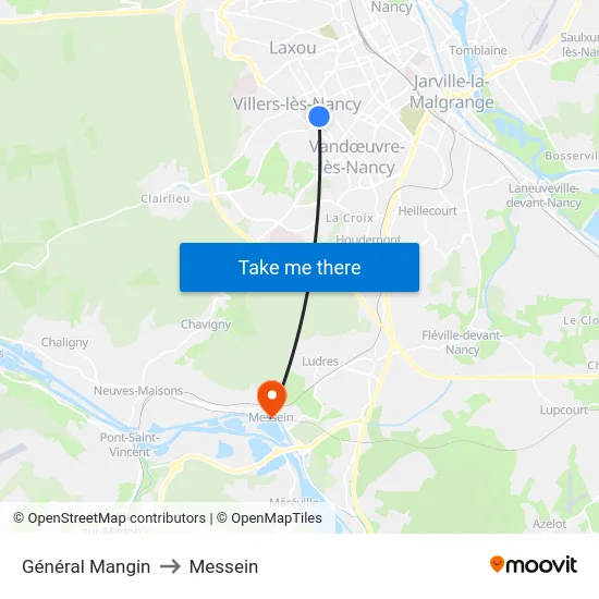 Général Mangin to Messein map