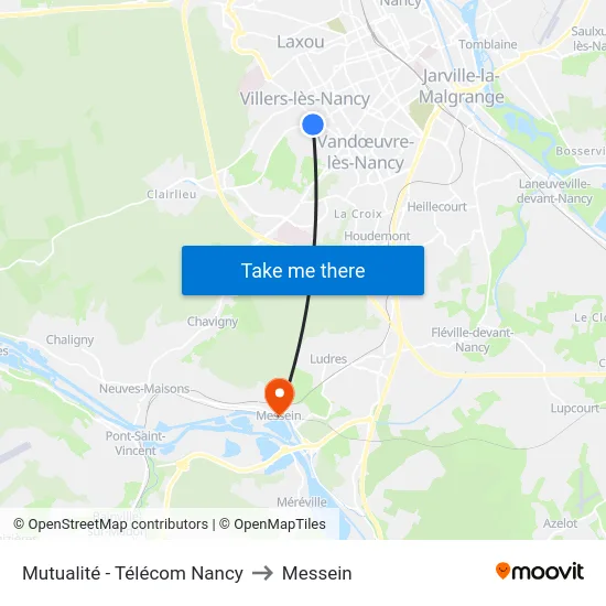 Mutualité - Télécom Nancy to Messein map