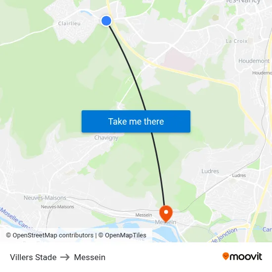 Villers Stade to Messein map