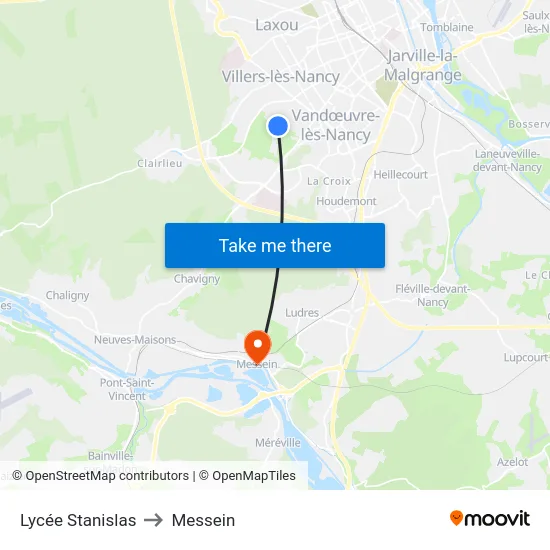 Lycée Stanislas to Messein map