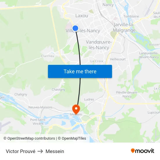 Victor Prouvé to Messein map