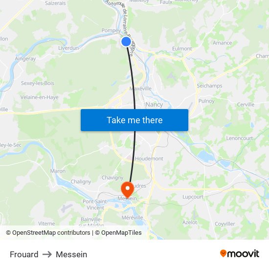 Frouard to Messein map