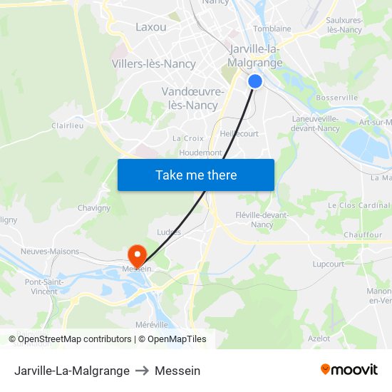 Jarville-La-Malgrange to Messein map