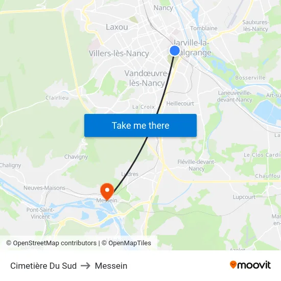 Cimetière Du Sud to Messein map