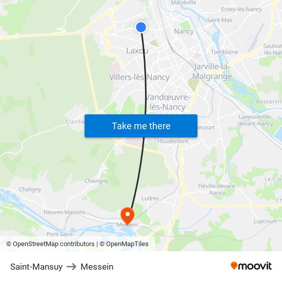 Saint-Mansuy to Messein map