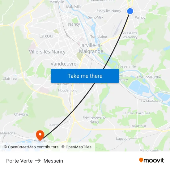 Porte Verte to Messein map