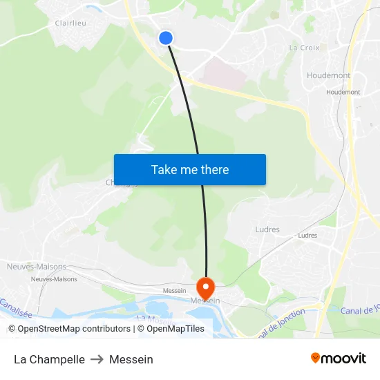 La Champelle to Messein map