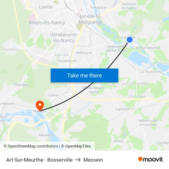 Art-Sur-Meurthe - Bosserville to Messein map