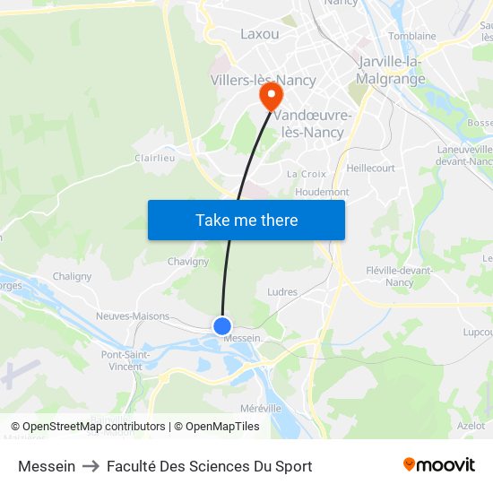 Messein to Faculté Des Sciences Du Sport map