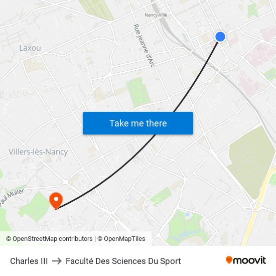 Charles III to Faculté Des Sciences Du Sport map