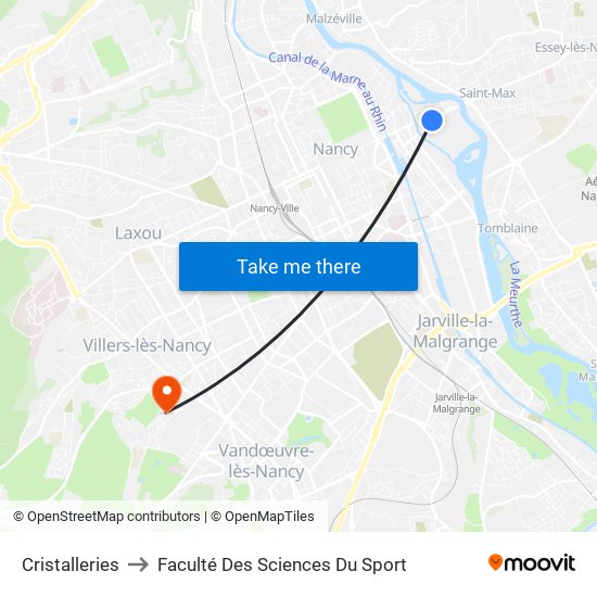 Cristalleries to Faculté Des Sciences Du Sport map