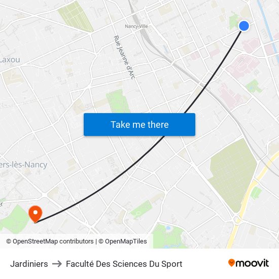 Jardiniers to Faculté Des Sciences Du Sport map