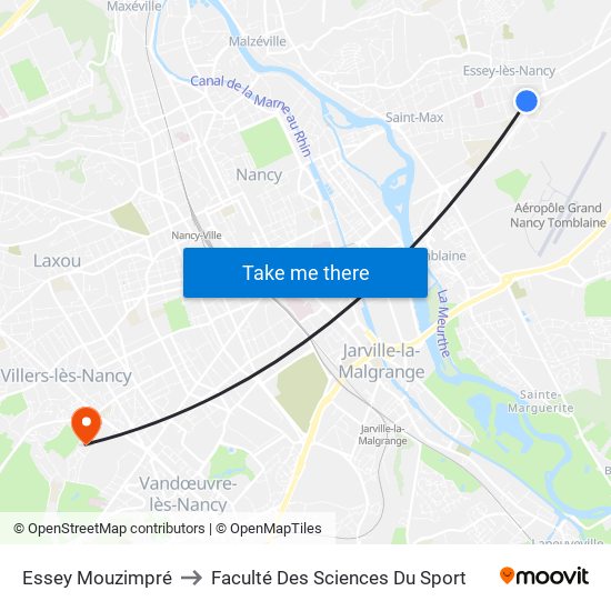 Essey Mouzimpré to Faculté Des Sciences Du Sport map