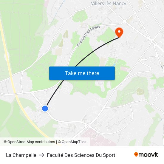 La Champelle to Faculté Des Sciences Du Sport map