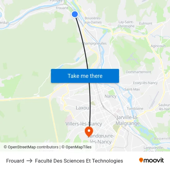 Frouard to Faculté Des Sciences Et Technologies map