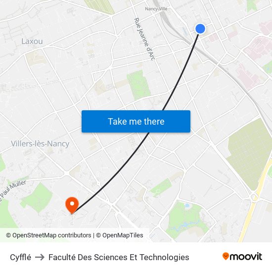 Cyfflé to Faculté Des Sciences Et Technologies map